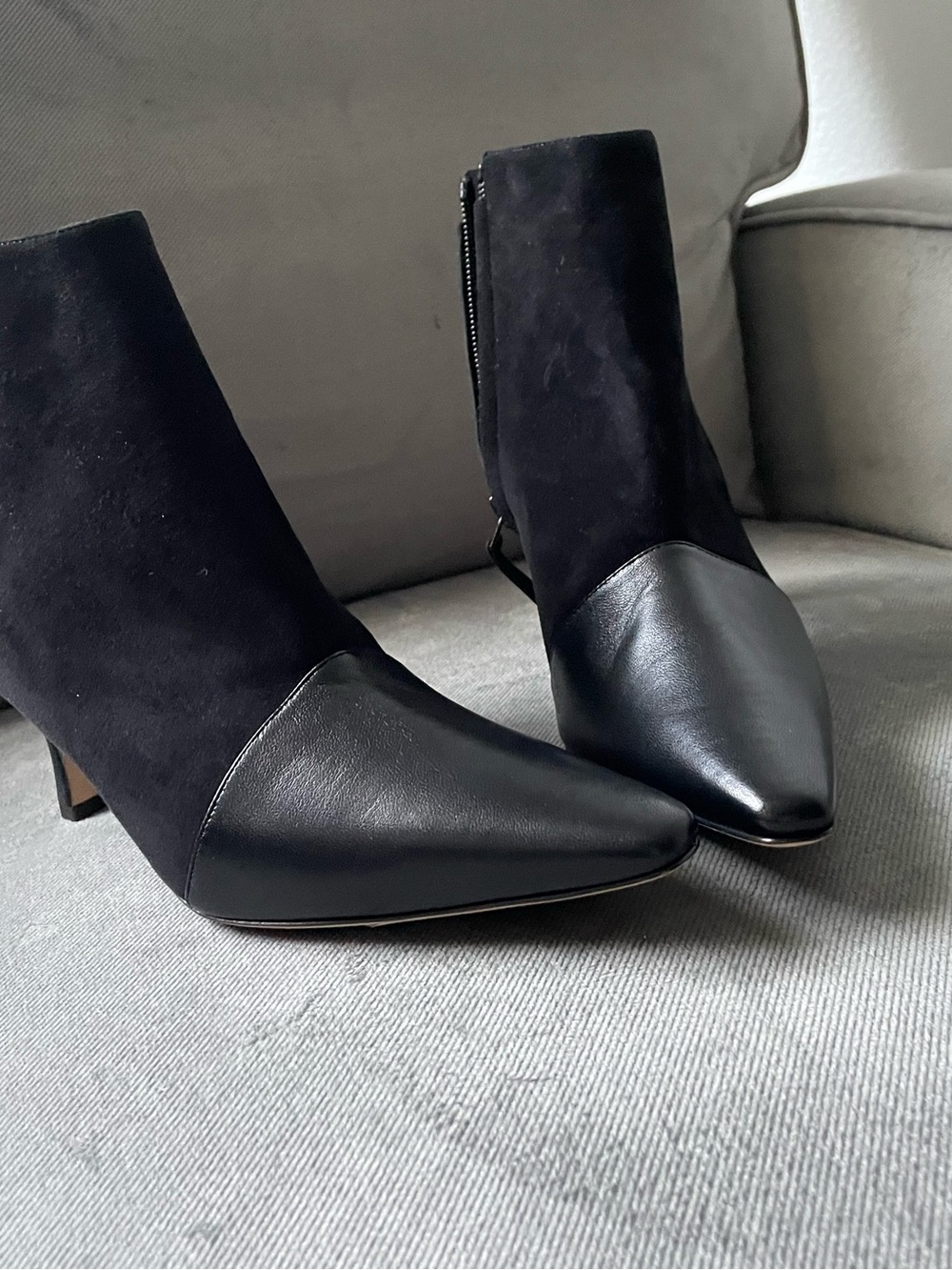 Manolo Blanik Black Pointed Toe Ankle Boots - Women's Leather & Suede
